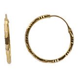 Ladies 18k Yellow Gold Deco Hoop Earrings