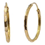 Ladies 18k Yellow Gold Deco Hoop Earrings