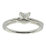 Juego de anillos de compromiso con diamantes de talla princesa en oro blanco de 14 k para mujer