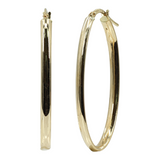 Ladies 14k Yellow Gold Oval Hoop Earrings