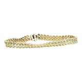 Brazalete de tenis de diamantes de doble hilera de oro amarillo de 14 k