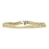 Brazalete de tenis de diamantes de doble hilera de oro amarillo de 14 k