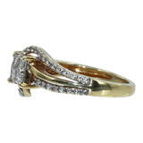 Anillo de compromiso con derivación de diamantes en oro amarillo de 14 k para mujer