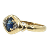 Vintage 18k Yellow Gold Sapphire and Diamond Cocktail Ring