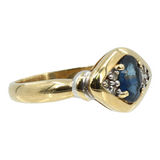 Vintage 18k Yellow Gold Sapphire and Diamond Cocktail Ring