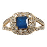 14k Yellow Gold Diamond and Blue Spinel Cocktail Ring