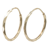 114k Yellow Gold Faceted Hoop Earrings
