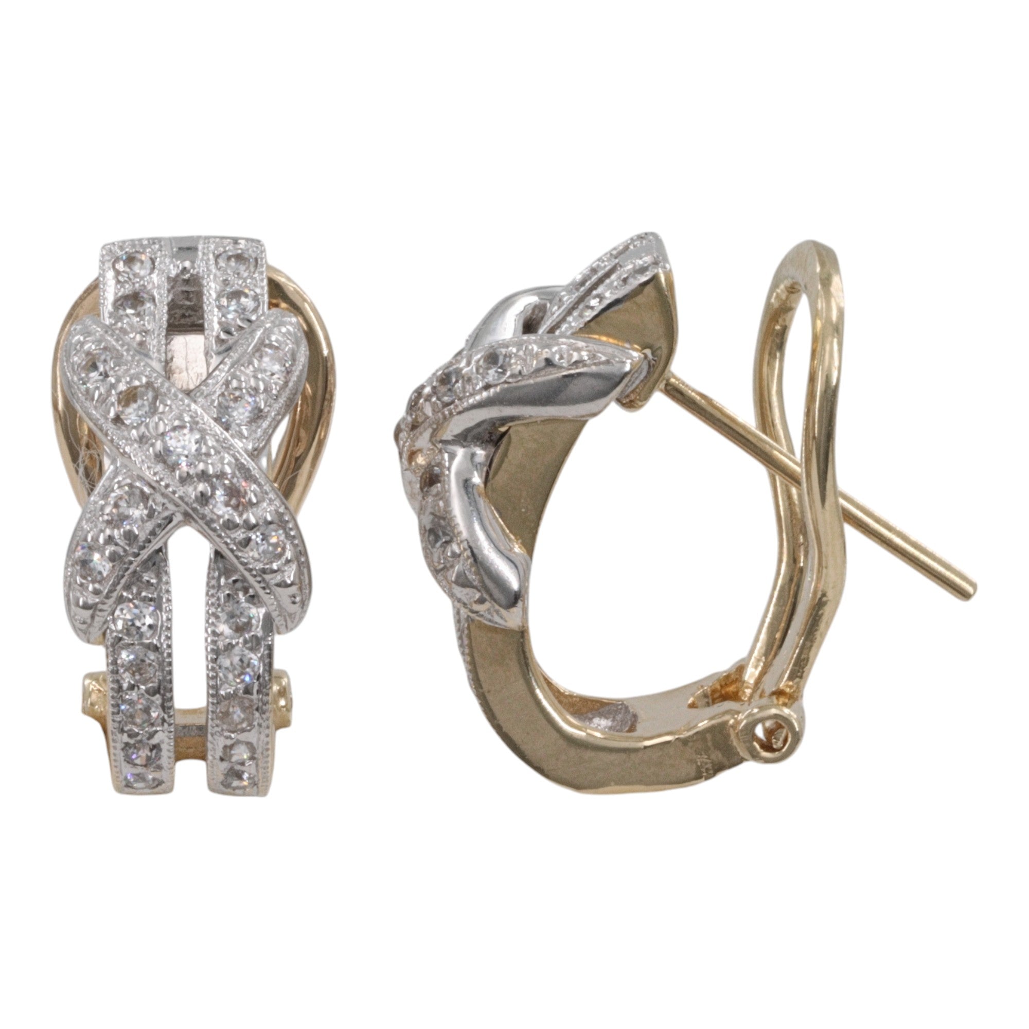 Orecchini A Perno A Cuore Domati In Oro Bianco 9Ct Con Zirconia Cubica Orecchini A Perno A Cuore Domati In Oro Bianco 9Ct Con Zirconia Cubica