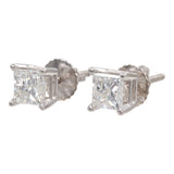 14k White Gold Princess Cut Diamond Stud Earrings