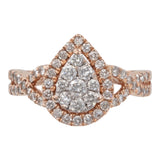 14k Rose Gold Diamond Pear Shaped Cluster Ring