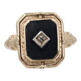 10K Yellow Gold Topaz & Onyx Reversible Flip Ring