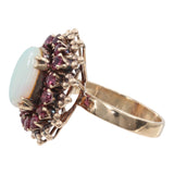 14k Yellow Gold Opal and Ruby Cocktail Ring