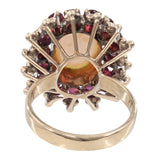 14k Yellow Gold Opal and Ruby Cocktail Ring
