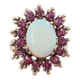 14k Yellow Gold Opal and Ruby Cocktail Ring