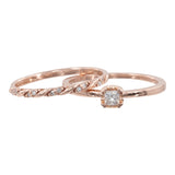 14k Rose Gold Princess Cut Diamond Wedding Ring Set