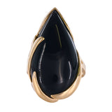 14K Yellow Gold Wrapped Onyx Pear Teardrop Onyx Cocktail Ring