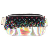 Authentic Christian Louboutin Mary Jane Waist Bag Spiked Leather and Hologram Leather