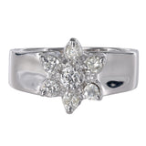 18K White Gold Diamond Cluster Floral Design Ring