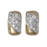 Arete tipo huggie cuadrado con diamantes y oro amarillo de 14 k para mujer