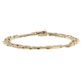 14K Yellow Gold Square Figaro Link Chain Bracelet