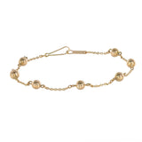 Pulsera con cuentas de oro amarillo de 14 k de 7 pulgadas