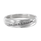 925 Sterling Silver Diamond Wedding Band Ring 0.07Ctw