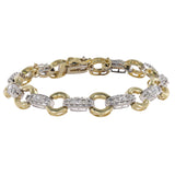 14k Two-tone Gold Diamond Tennis Bracelet with Safety Chain