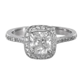 Platinum Diamond Cushion Cut Center Engagement Ring 1.90Ctw