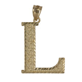 10K Yellow Gold Pin Wheel & Diamond-Cut Pattern "L" Initial Pendant