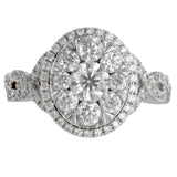 14K White Gold Diamond Cluster Engagement Vintage Cocktail Ring