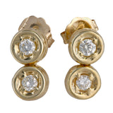 14K Yellow Gold Diamond Stud Earrings 0.16Ctw