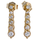 14K Yellow Gold Diamond Graduated Round-Cut Bar Earrings 0.46Ctw