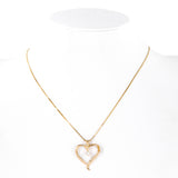 14K Yellow Gold Diamond Heart Pendant Box Link Chain Necklace