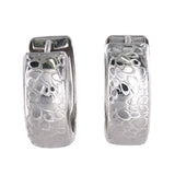 18k White Gold Animal Print Huggies Hoop Earrings