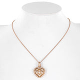 14k Rose Gold Diamond Heart Charm Rolo Link Chain Necklace 0.73Ctw