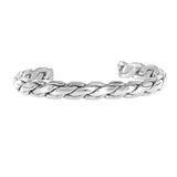 925 Sterling Silver Flat Twisted Chain Link Bangle Open Cuff Bracelet