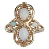 14K Yellow Gold Vintage Opal Cluster Cocktail Ring