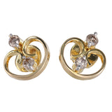 18K Yellow Gold Diamond Vintage Stud Earrings 0.28Ctw