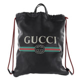 Authentic GUCCI Mens Calfskin Logo Drawstring Backpack Black