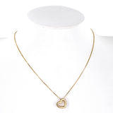 14K Yellow Gold Milgrain Openwork Heart Charm Necklace