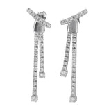 14K White Gold Diamond Long Drop Earrings 1.40Ctw