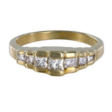 14K Yellow Gold Diamond Princess Cut Half Bezel Ring