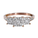 14K Rose Gold Diamond Illusion Setting Cluster Anniversary Ring 0.58Ctw