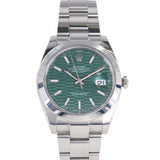 Rolex 126300 41 MM Datejust Mint Green Fluted Motif Dial Stainless Steel Watch