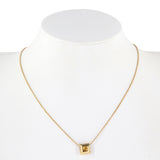 14K Yellow Gold Diamond Snake Chain Slider Square Pendant Necklace