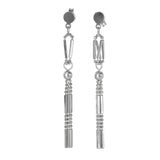 18K White Gold Moon-Cut Ball & Diamond-Cut Chain Dangling Earrings