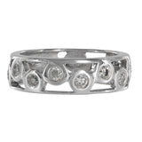 14K White Gold Diamond Bezel Set Open Work Band Ring 0.60Ctw