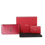 Authentic Cartier Calfskin Leather Simple Card Holder Cherry Red