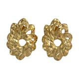 22K Yellow Gold Oval Diamond-Cut Woven Pattern Stud Earrings