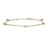 14K Yellow Gold Rolo Link Chain Heart Charms Bracelet or Anklet